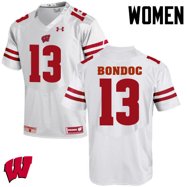 Wisconsin Badgers Women's #13 Evan Bondoc NCAA Under Armour Authentic White College Stitched Football Jersey HO40H13BP